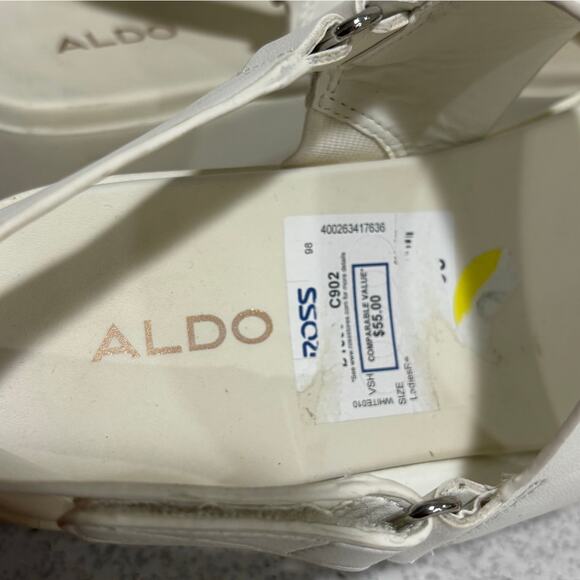 ALDO white faux leather platform sandals casual beachy adjustable comfort US 9M - Picture 5 of 9